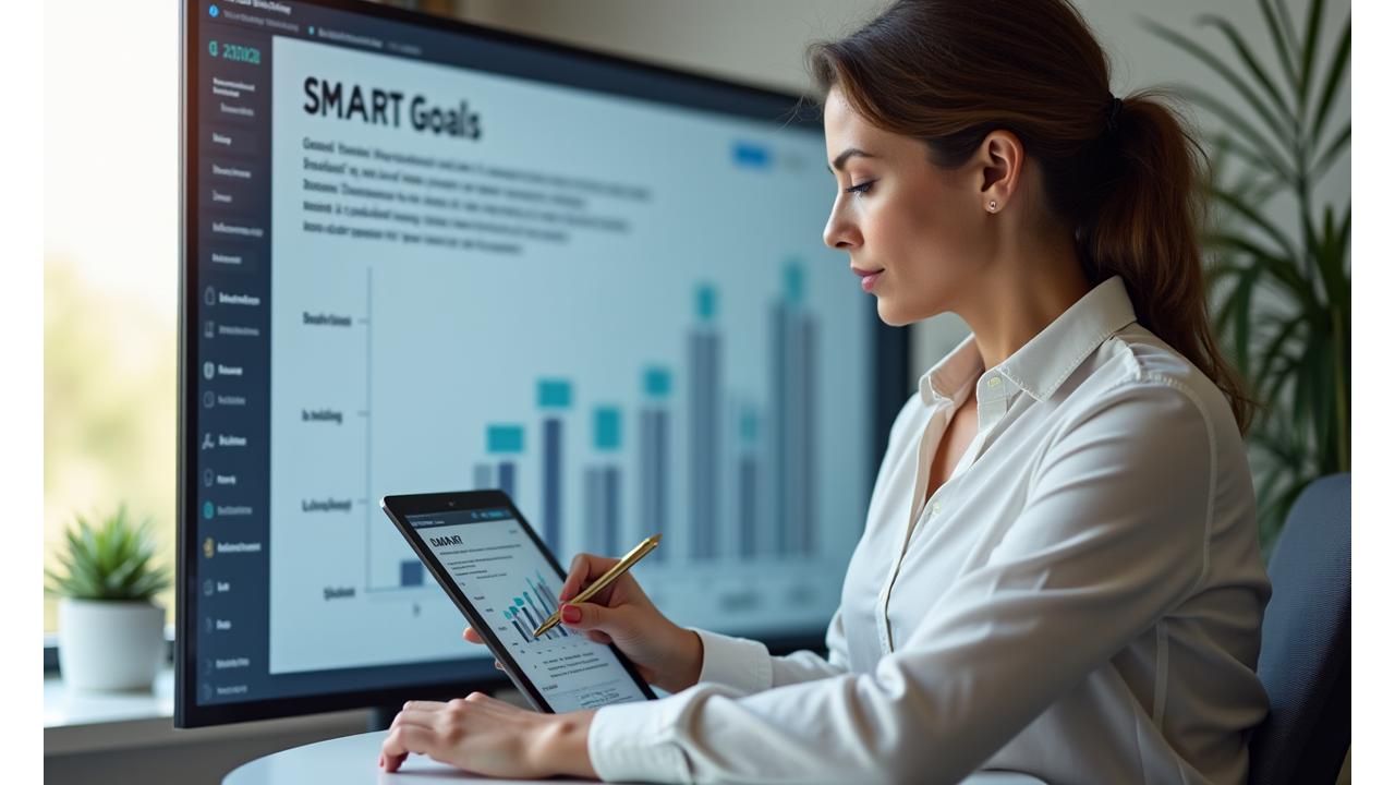 A woman thoughtfully planning her wellness goals with digital tools, illustrating a clear path to health.